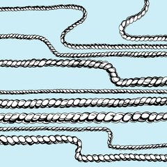 Hand drawn vector illustration of weaving ropes. Sketch style
