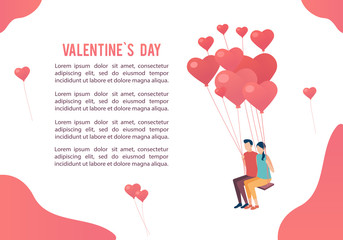 Vector illustration on the theme Valentine Day. For a poster or banner and greeting card. Picture of the people who are in love
