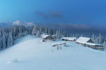 Winter holidays in mountain buildings with beautiful views..