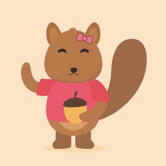 Cute squirrel vector on isolated background