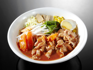 Delicious food, tomato juice sliced meat
