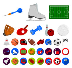 Different kinds of sports cartoon,flat icons in set collection for design. Sport equipment vector symbol stock web illustration.