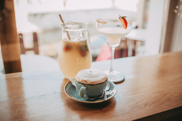 White coffee and lemonade