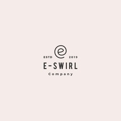 e letter swirl round logo hipster vintage retro vector icon