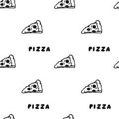 Pizza draw by hand seamless pattern. Pizza Vector background for textiles