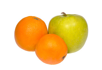  fruit and citrus two oranges and one apple
