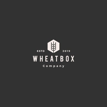 farmer box wheat logo hipster vintage retro vector icon hexagon