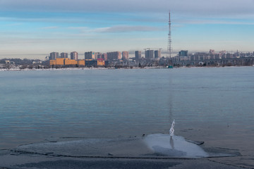 Fototapeta na wymiar Winter urban landscape in Irkutsk
