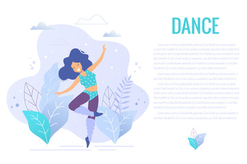 Dancing fit woman trendy vector illustration. Healthy lifestyle concept