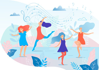 Dancing women vector illustration.
