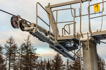 Ski resort. Chair lift. Cable car system.