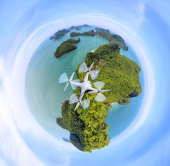 Circle Green planet, Panorama view of ang thong Island ,Archipelago in Thailand,