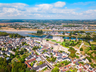 Fototapeta na wymiar Amboise city aerial view, France