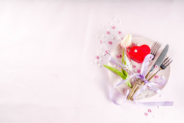 Table setting for Valentine's Day