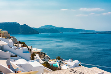 Panorama of white city of Santorini