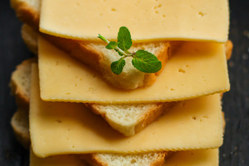 cheese, sandwich, mint, bread (delicious snack). Top. Food background