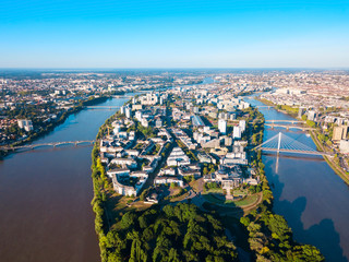 Nantes aerial panoramic view, France - obrazy, fototapety, plakaty