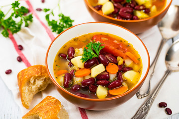 Vegan Red Kidney Bean Soup. Selective focus.