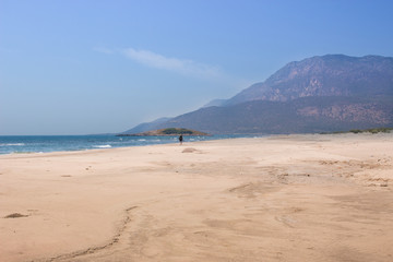 Deserted sandy beach of Patara with a length of 20 km. At the beginning of the season, when there are no tourists