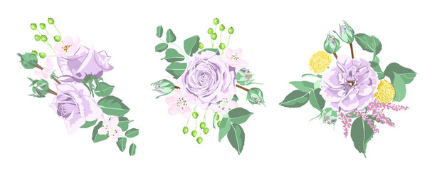 Wedding Card Design with Watercolor Flowers.