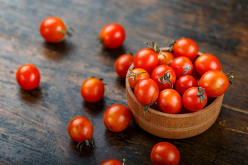 Fototapeta na wymiar cherry tomatoes place for text