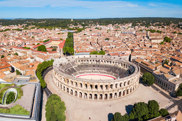 Nimes Arena aerial view, France