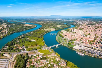 Tafelkleed Luchtfoto van de stad van Avignon, Frankrijk © saiko3p