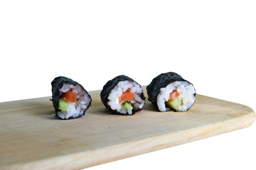 Sushi. Three. White background