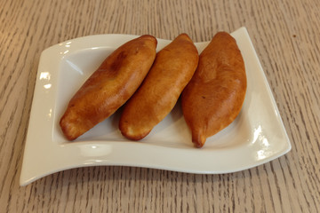 Hotcakes with apples, traditional English appetizer.