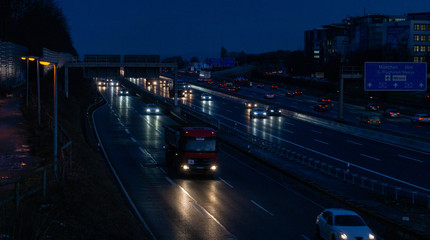 motorway at night in stuttgart