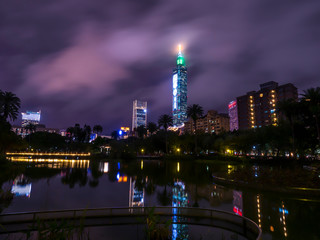 Taipei cityscape night light in the garden 4