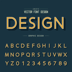 Line font and alphabet vector, Shadow design typeface and number, Graphic text on background