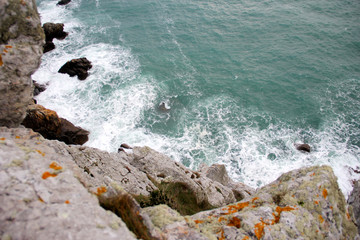 the shore view from above in the peninsula of Crozon in Brittany, France