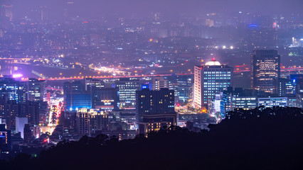 Fototapeta premium High view of Taiwan cityscape night light in Taipei 2