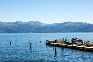 Lake in the prairies of the interior of southern Norway on a cloudy day.