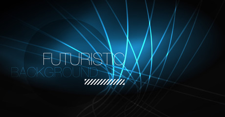 Digital technology abstract background - neon geometric design. Abstract glowing lines. Colorful techno background. Futuristic shape.