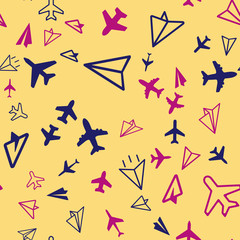 plane aircraft travel concept Seamless vector EPS 10 pattern