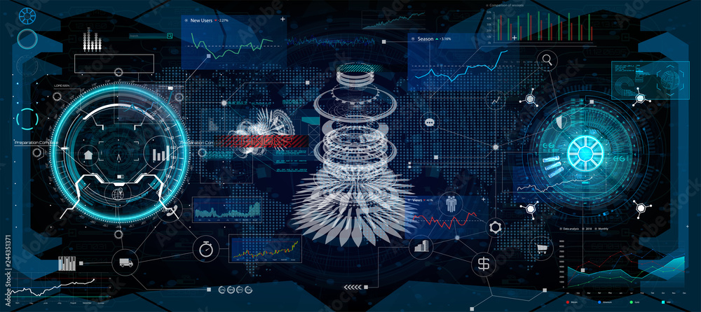 Poster HUD UI for elements for app. Abstract virtual graphic touch user interface. Hud,Ui,Gui Futuristic user interface and elements web design. Vector set