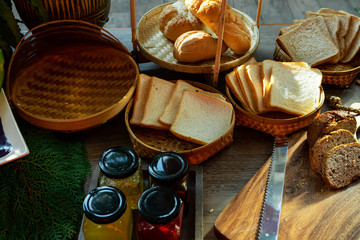 Obraz na płótnie Canvas Bread and fruit jam For breakfast