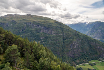 Mountains in the interior of southern Norway on a cloudy day.