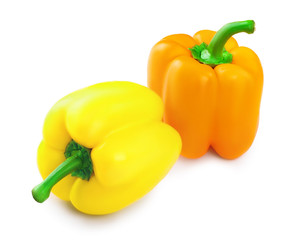 yellow orange sweet bell pepper isolated on white background