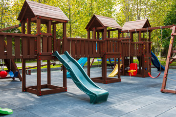 Plastic children playground without children