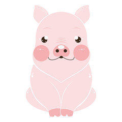 Obraz na płótnie Canvas Cute pink pigs characters