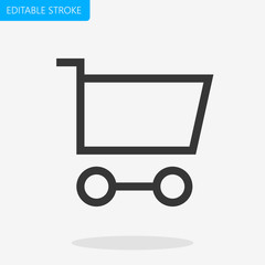 Shopping cart ok Icon Editable Stroke Pixel Perfect Vector