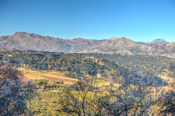 Andalusian countryside, panorama from Ronda, Spain