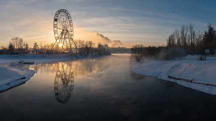 Ferris wheel on the embankment of Angara, Irkutsk