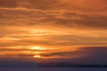 Naklejka na ściany i meble Winter sunrise over the Angara