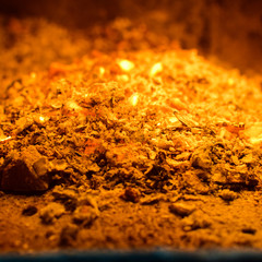 Hot coals in the stove