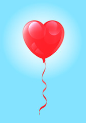 Vector drawing balloon of a heart shaped against the sky with backlight