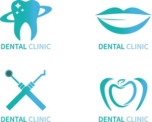 Dental clinic set logos vector illustration